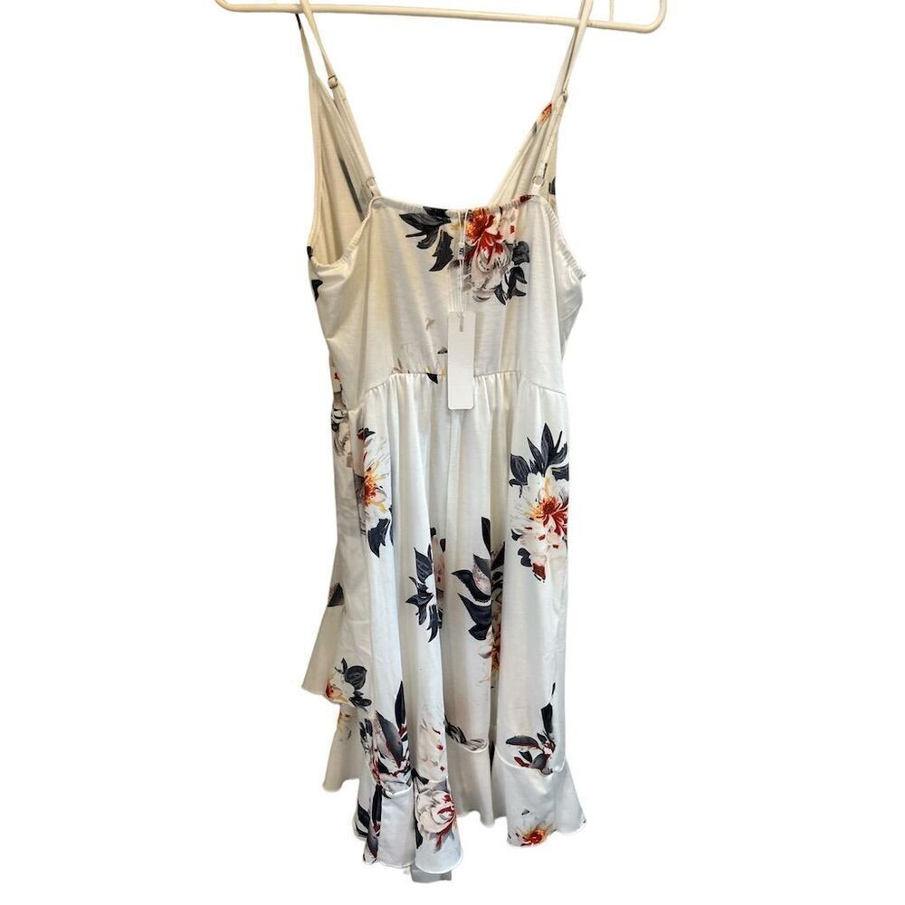 ULTRANICE Women's Floral White V-Neck Sundress Size M Summer Casual Short Dress
